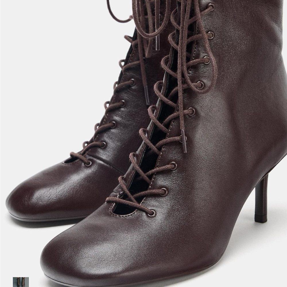 Zara Dark Brown Lace-Up Women's Boots